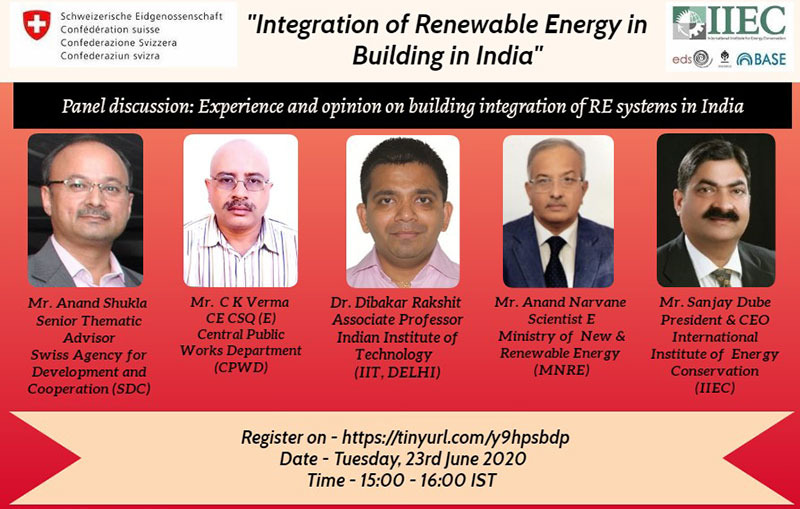 Recording of Webinar on "Renewable Energy Technologies for Building Applications”, on June 23, 2020